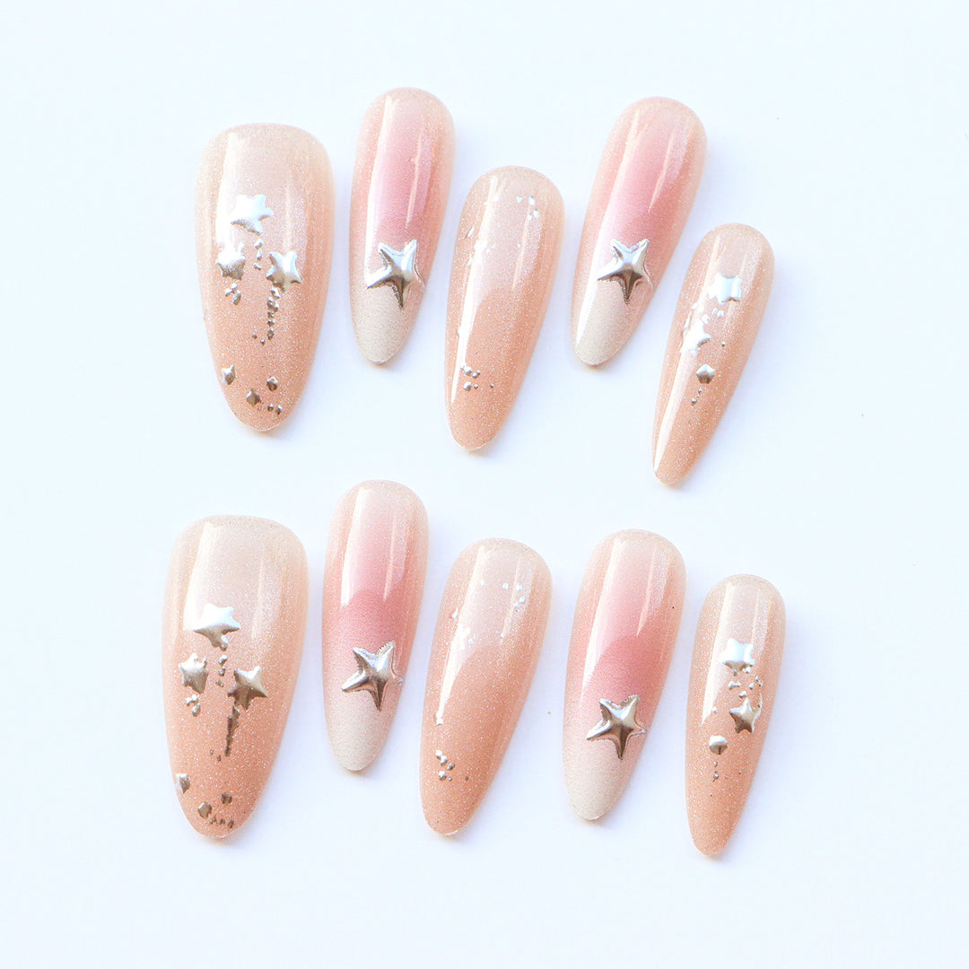 Star-Adorned Press-On Nail Set