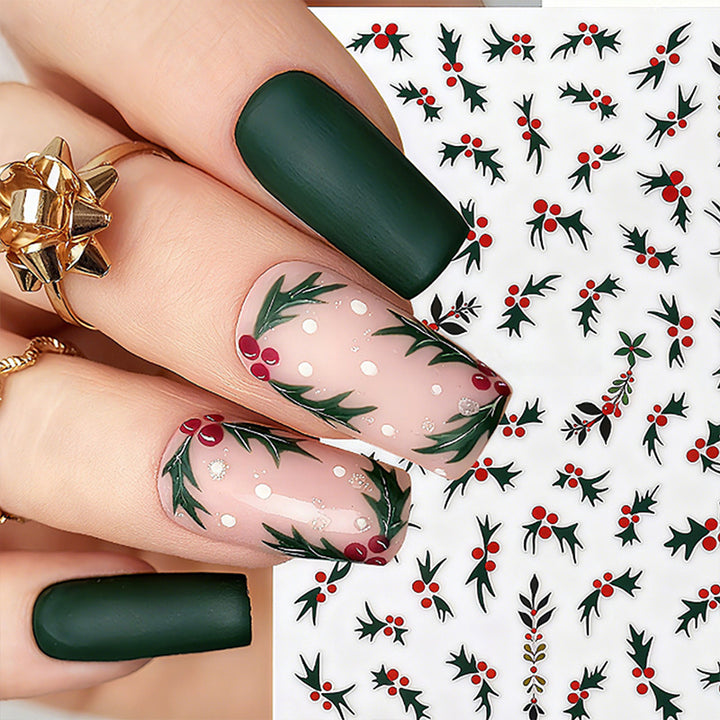 Acrylic nail set with festive Christmas design and elegant 3D embellishments Kalsten