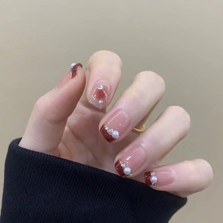 Decorative French Tip Press-On Nails