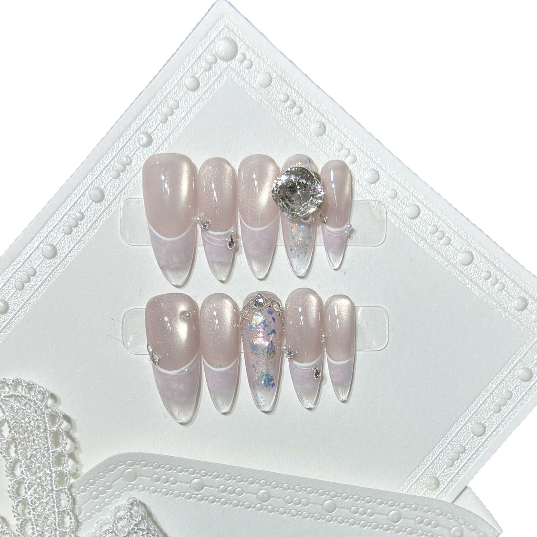Glamorous Stiletto Press-On Nail Set with Crystal Embellishments Kalsten