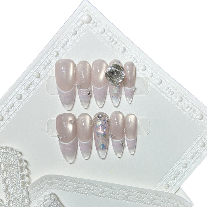 Glamorous Stiletto Press-On Nail Set with Crystal Embellishments Kalsten
