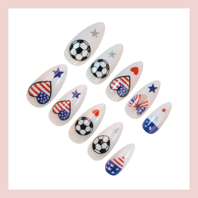 Creative Nail Art Set with Sports Motifs and Patriotic Symbols Kalsten