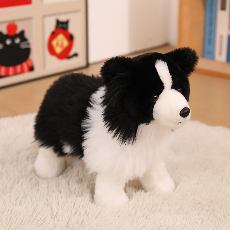 Realistic Border Collie Soft Plush Toy with Fluffy Long Fur Kalsten