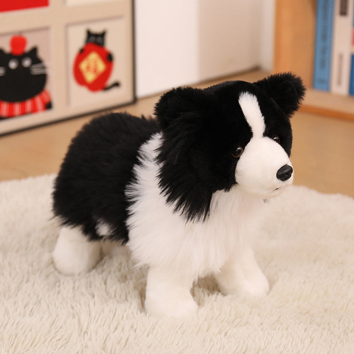 Realistic Border Collie Soft Plush Toy with Fluffy Long Fur Kalsten