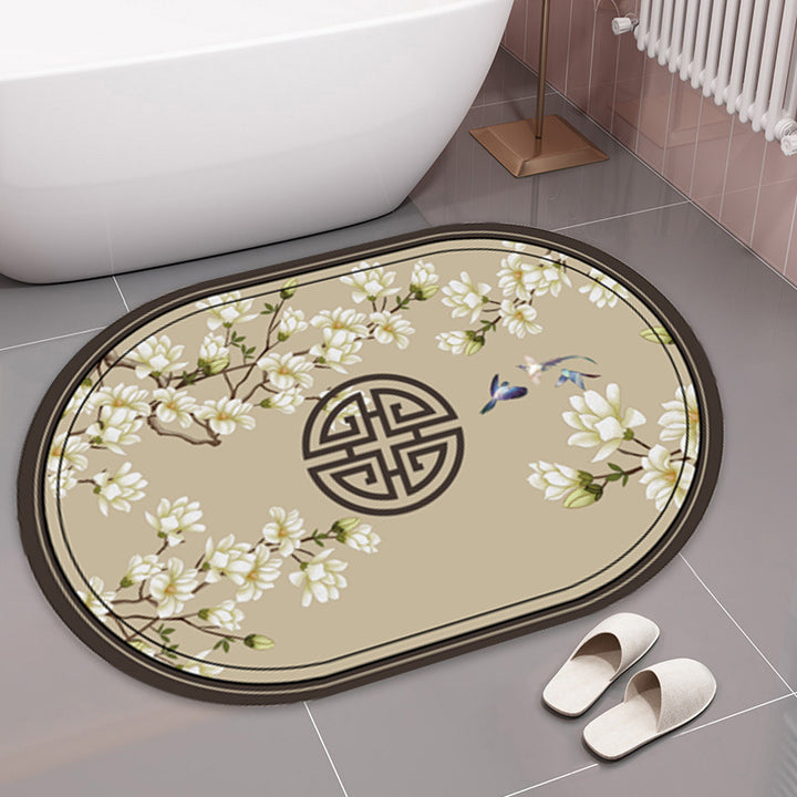 Elegant Floral Print Bath Mat Kalsten