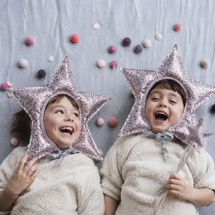 Padded Glitter Starpoint Headband with Adjustable Ribbon Ties