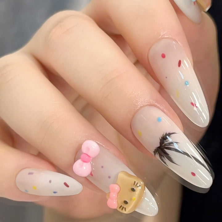 Themed Nail Art Press-On Nails with Cute Character and Bow Designs Kalsten