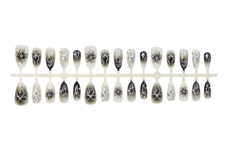 Artificial nails with elegant floral and glittering decorations Kalsten