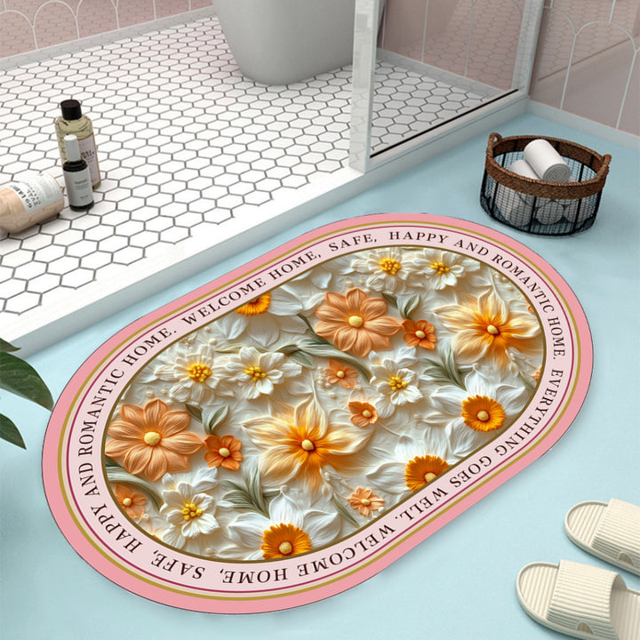 Floral Design Bath Mat Kalsten