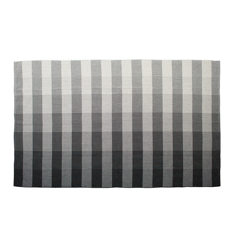 Flat-woven floor rug for bedrooms and living spaces with striped texture and low pile