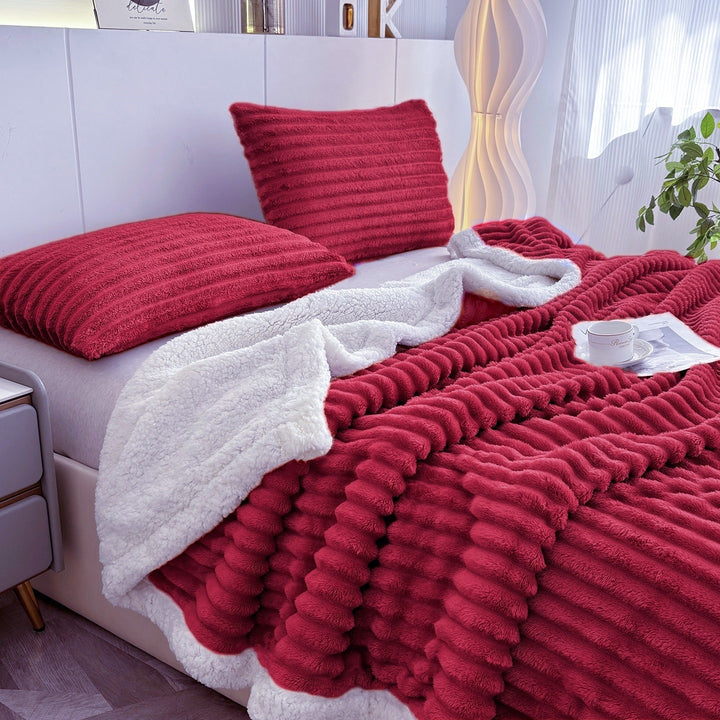 Luxurious Plush Stripe Fleece Blanket