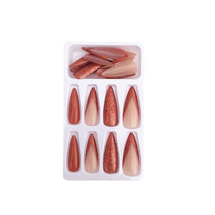 Stiletto-Style Press-On Nail Tips with Glitter Accents