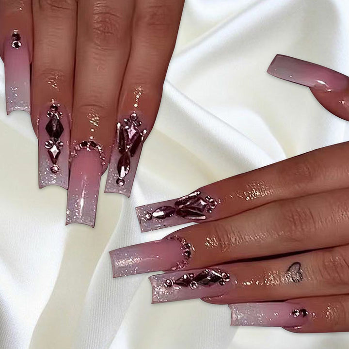 Glamorous Crystal-Embellished Press-On Nail Extensions Kalsten