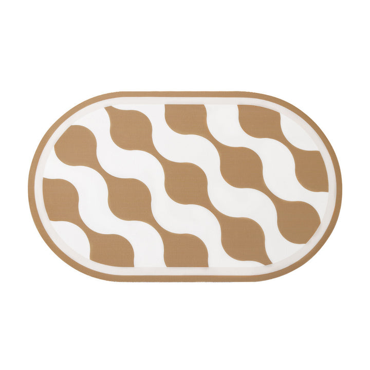 Oval non-slip vinyl mat with fine mosaic print and water-repellent surface Kalsten