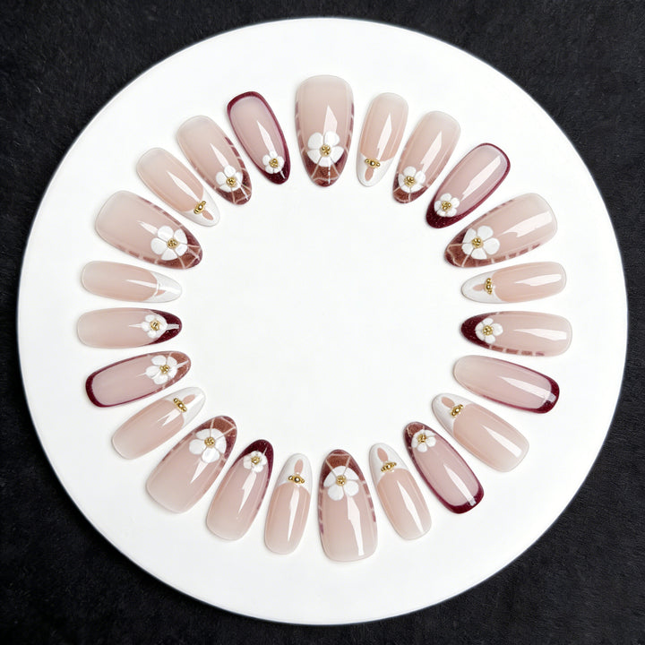 Elegant Floral Design Press-On Nail Enhancements Kalsten