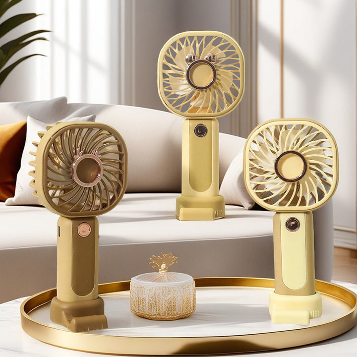Ladies portable USB hand fan with ergonomic design and integrated LED lighting Kalsten