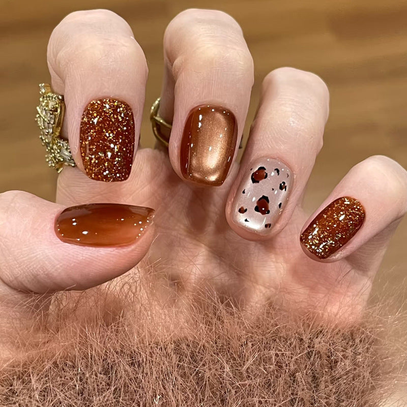 Artistic Press-On Nail Set with Glittery and Spotty Finish Kalsten