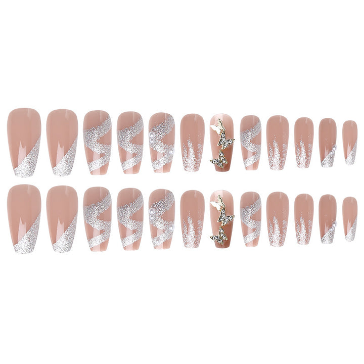 Artificial nail set with sparkling butterflies and glittering decorations Kalsten