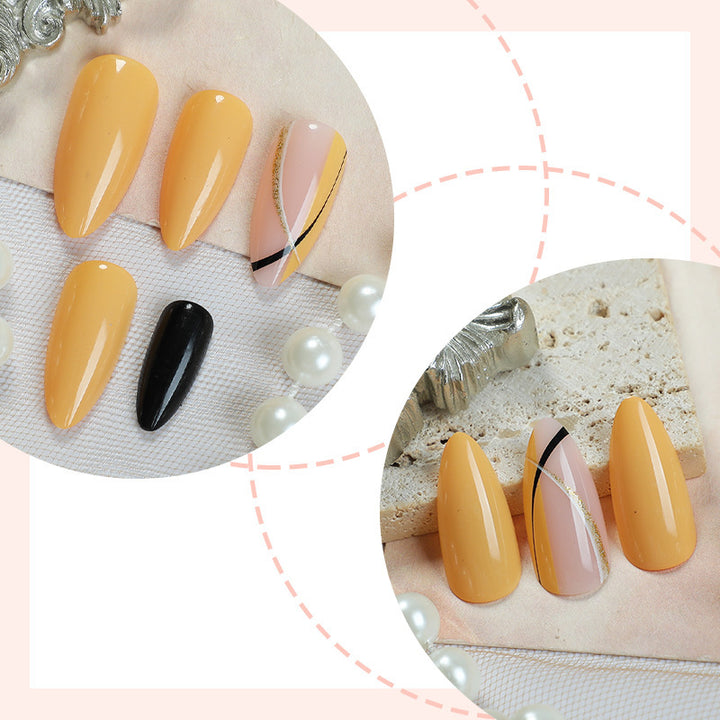 Acrylic Nail Set with Creative Gradient and Elegant Lines Kalsten