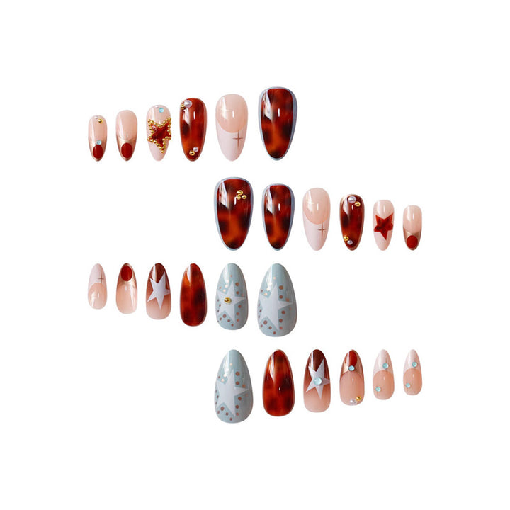 Decorative Stiletto Press-On Nails with Gemstone Accents Kalsten