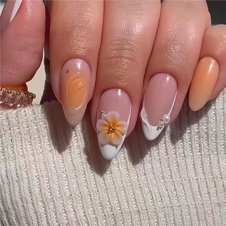 Elegant Floral Sculpted Nail Enhancements Kalsten