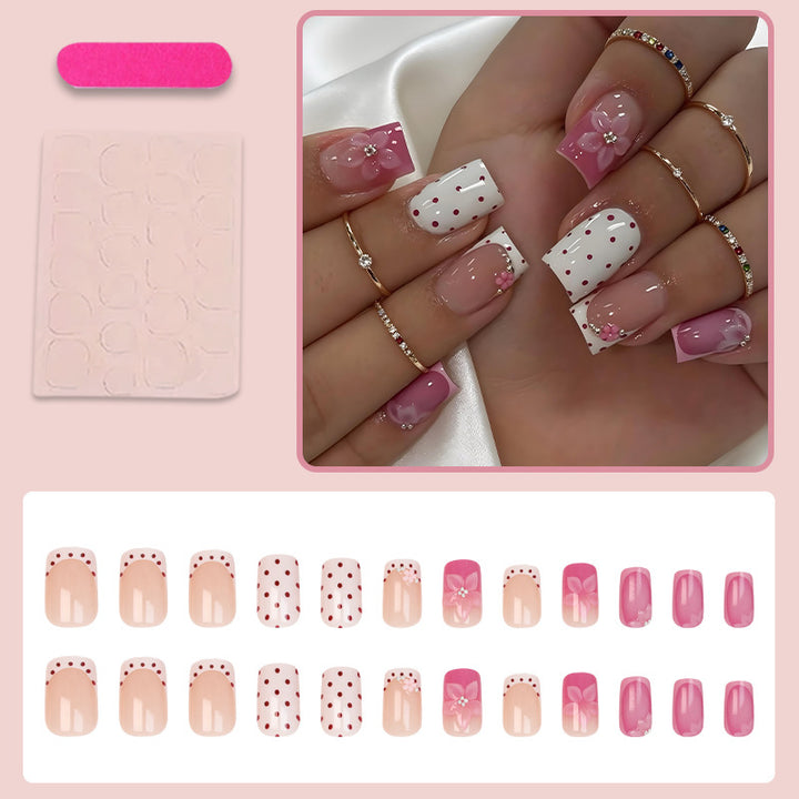 Artificial nail set with playful flower and dot motif Kalsten