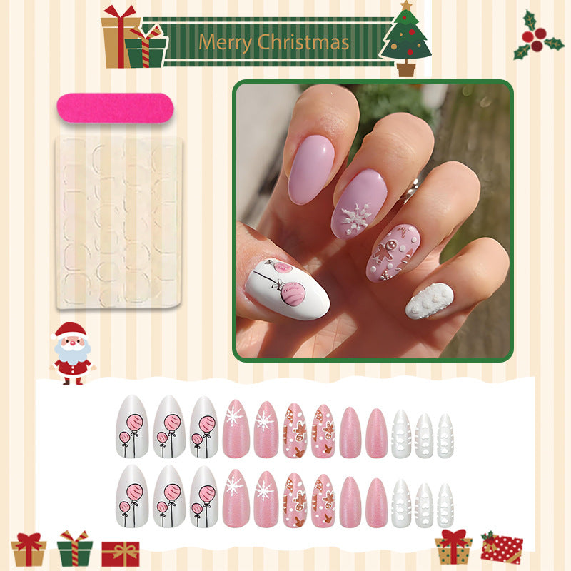 Artificial nail set with festive snowmen and Christmas motifs Kalsten