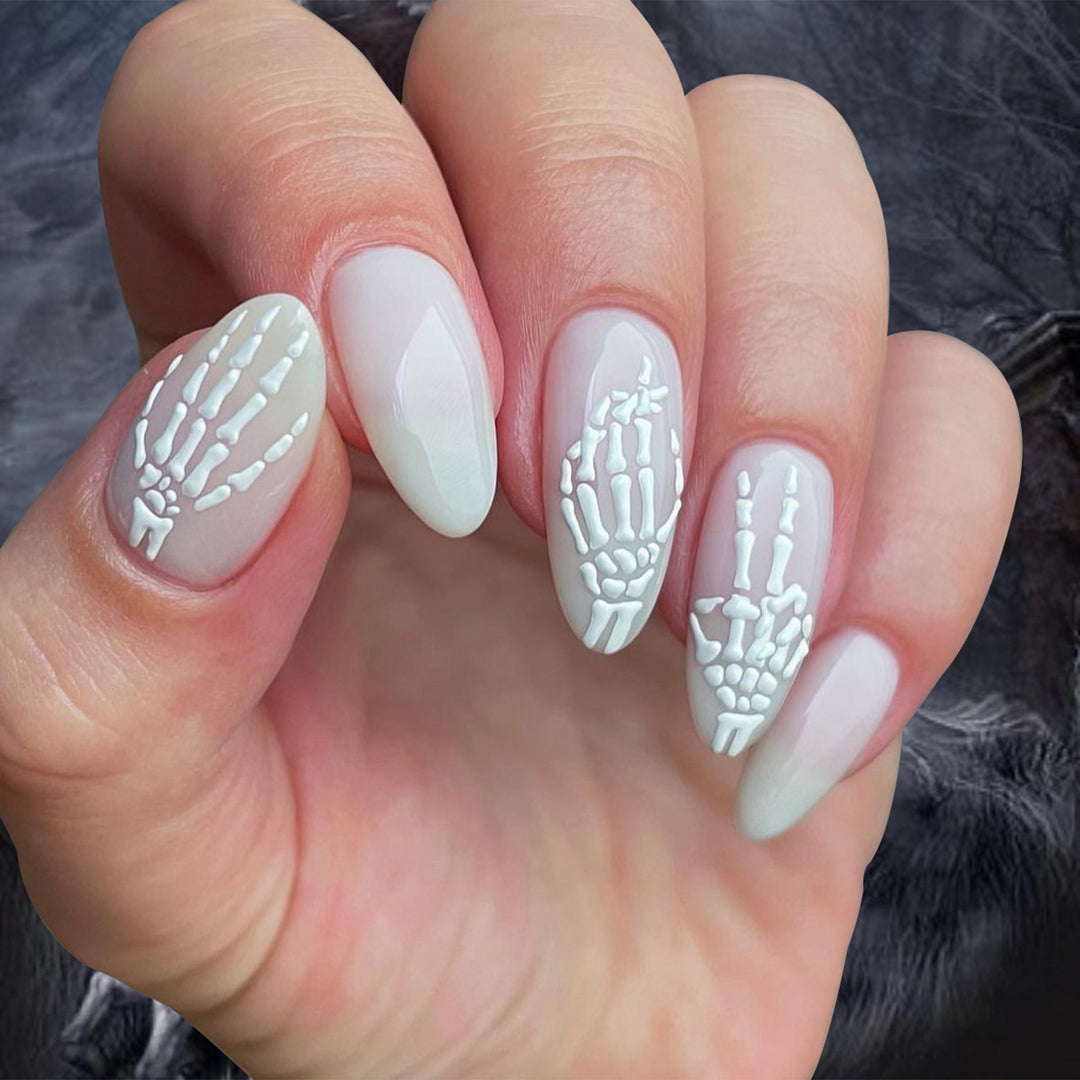 Artistic Nail Art in Skeleton Design Kalsten