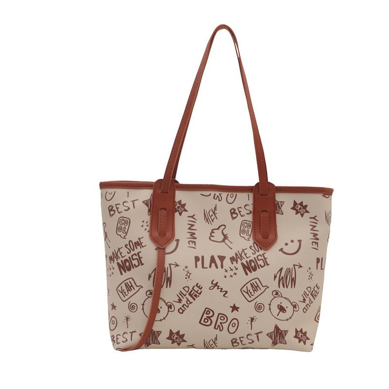 Playful Graphic Print Tote Bag