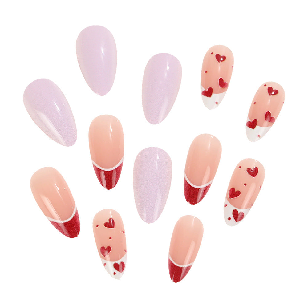 Artificial nails set with romantic heart designs Kalsten