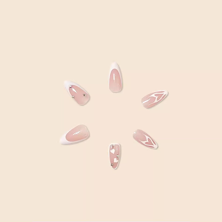 Artistic Heart-Designed Nail Enhancements