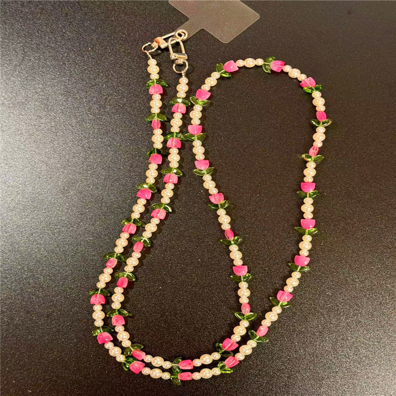 Elegant Pearl and Floral Beaded Necklace Kalsten