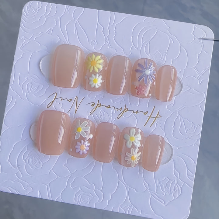 Artistic Floral Press-On Nail Set Kalsten