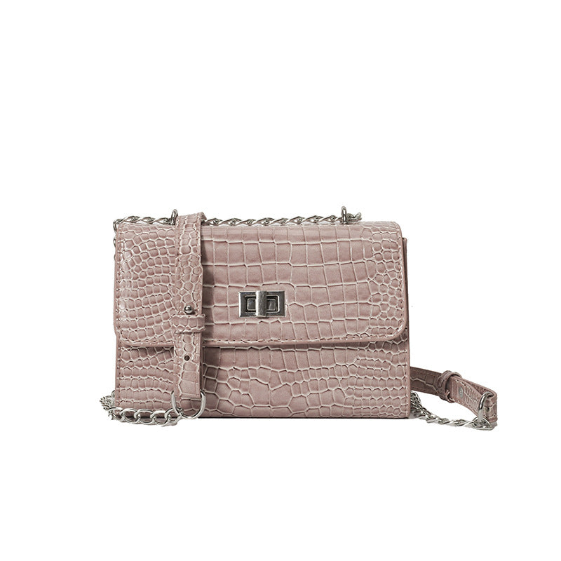 Croc-Embossed Structured Crossbody Handbag