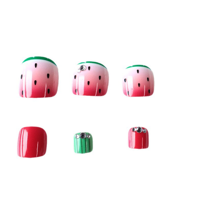 Playful Watermelon-Themed Nail Art Kalsten