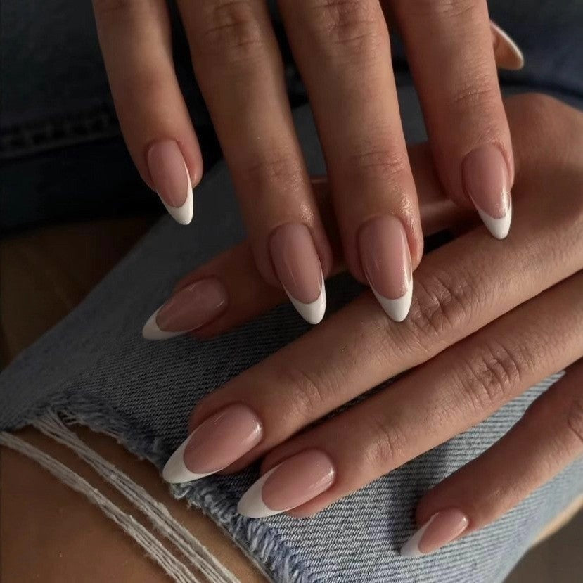 Elegant French Manicure Artificial Nails Kalsten