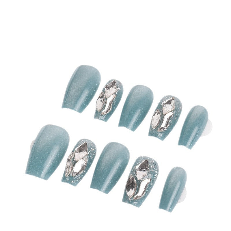 Elegant Press-On Nail Set with Gem Accents