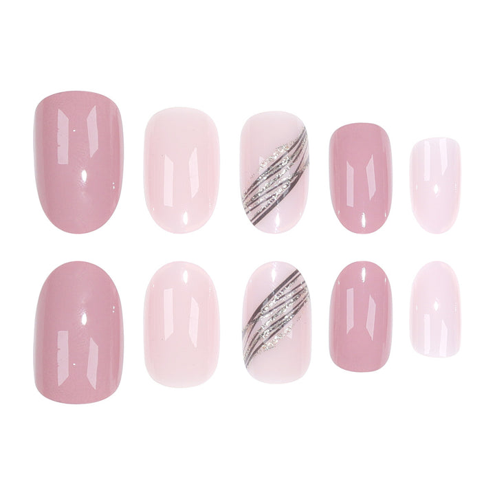 Elegant Long Almond-Shaped Press-On Nails with Gold Accents Kalsten