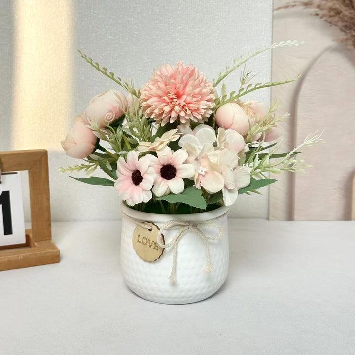 Floral Centerpiece with Decorative Pot for Home Decor