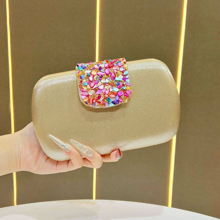 Rhinestone-Decorated Evening Clutch