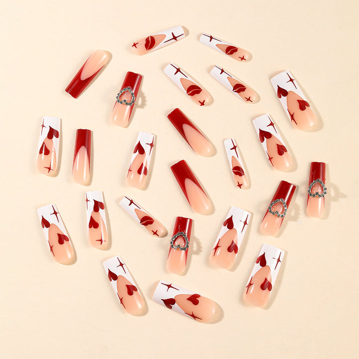 Heart-Design Acrylic Nail Art Extensions Kalsten