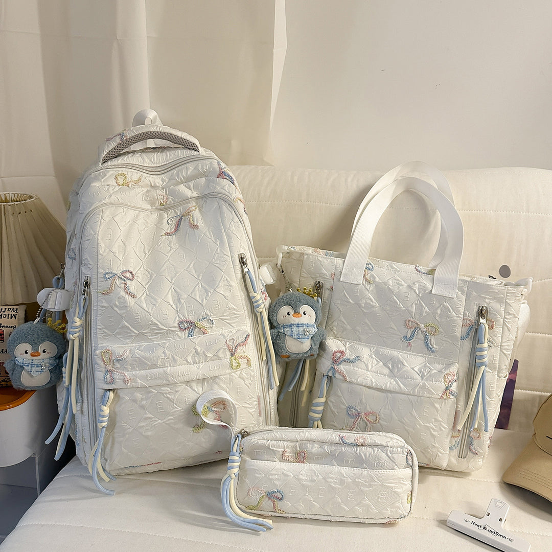 Embroidered Quilted Backpack Kalsten