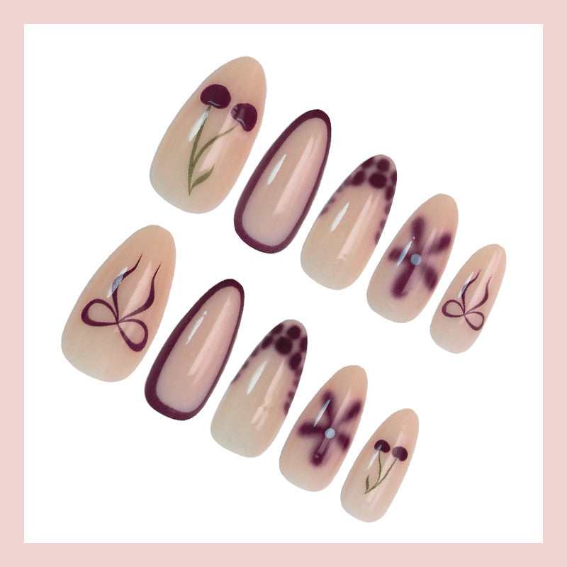 Artificial nail set with modern floral marbled designs Kalsten