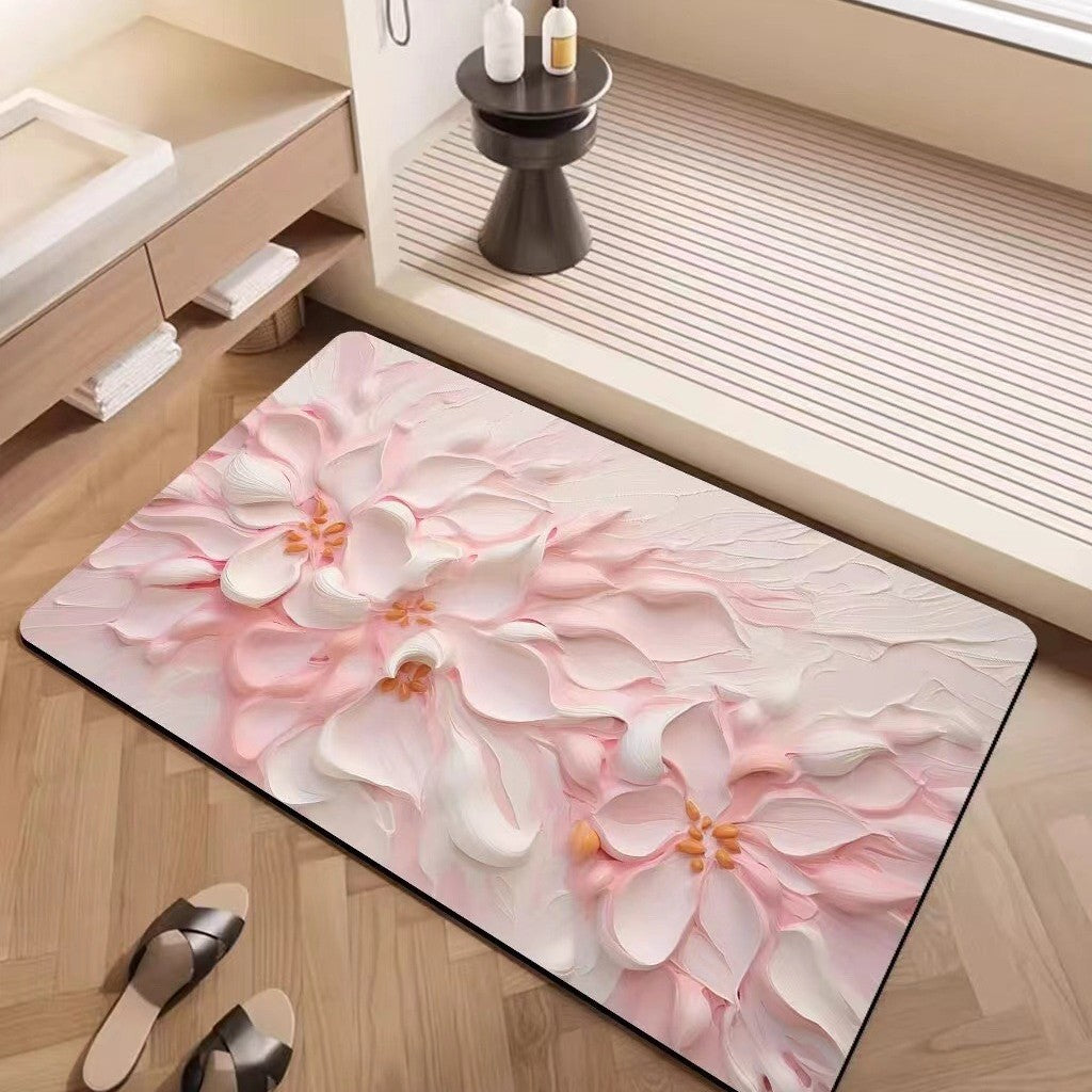 Luxury Textured Floral Bath Mat Kalsten