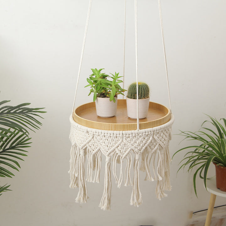 Macrame Hanging Plant Holder with Decorative Fringe Kalsten