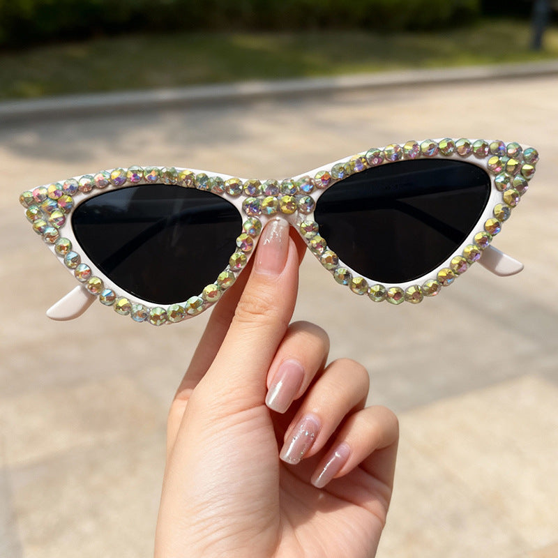 Glamorous Rhinestone-Accented Cat-Eye Sunglasses Kalsten
