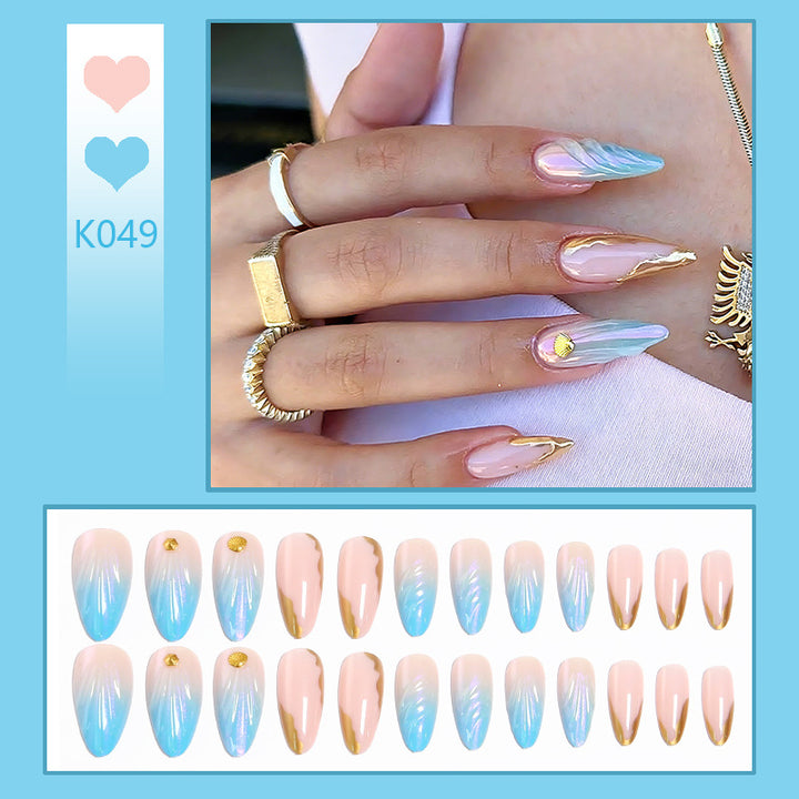 Acrylic nail set with glitter and shell design Kalsten