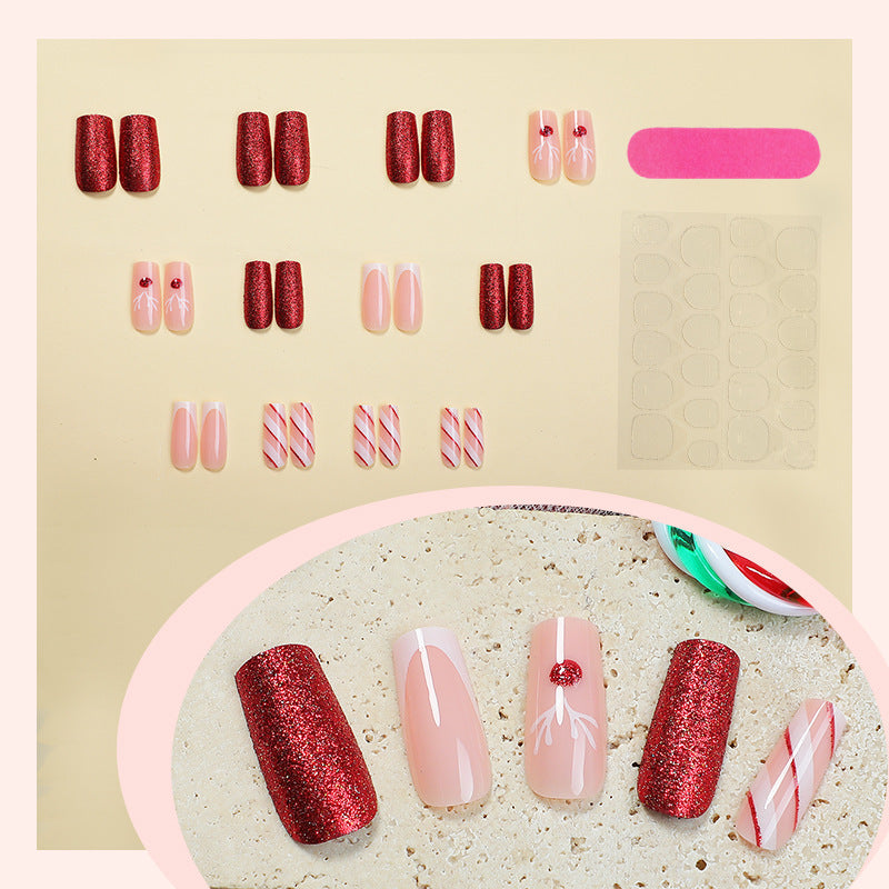 Artificial nail set with sparkling glitter and festive accents Kalsten