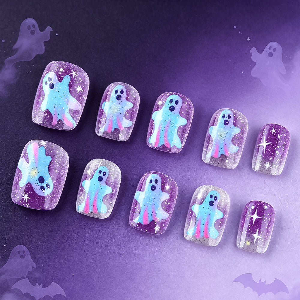 Artistic Ghost-Themed Press-On Nails Kalsten