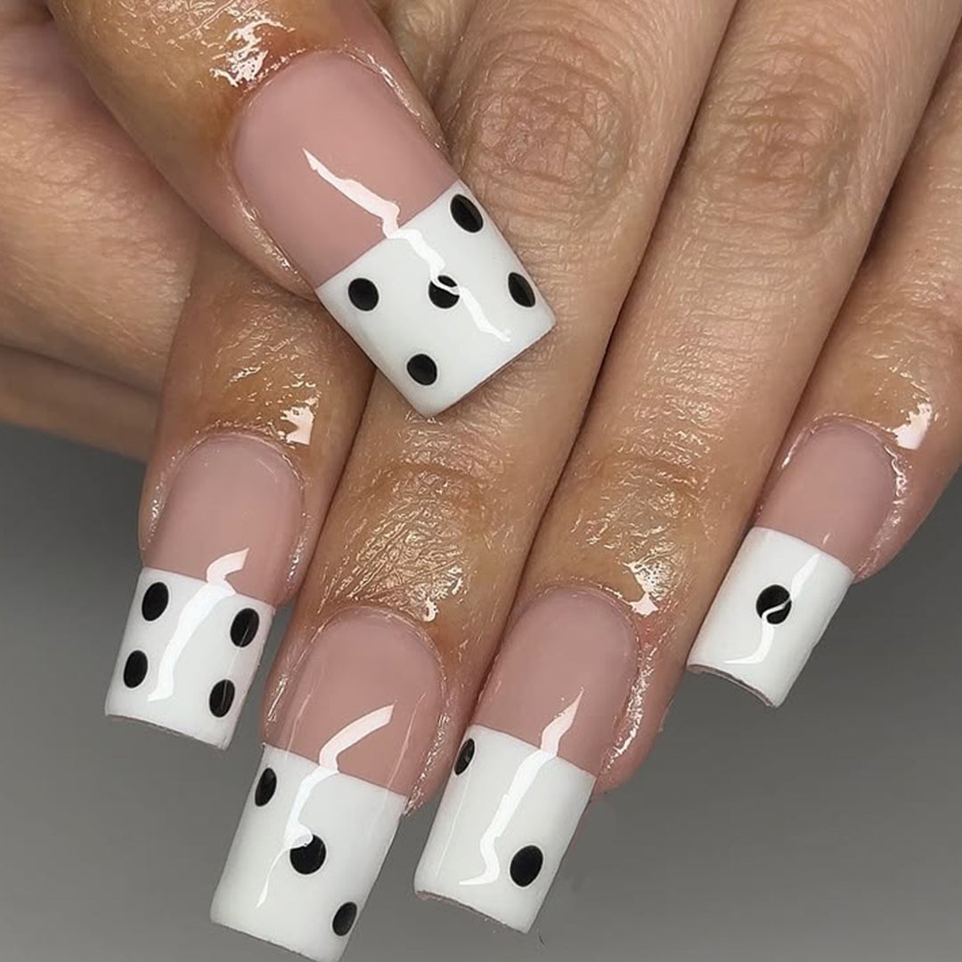 Decorative Polka Dot French Tip Nail Extensions Kalsten